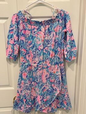 Lilly Pulitzer Pink & Blue Floral Off-Shoulder Dress